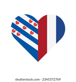 unity concept. heart shape icon of friesland and netherlands flags. vector illustration isolated on white background