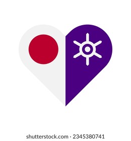 unity concept. heart shape icon of japan and tokyo flags. vector illustration isolated on white background