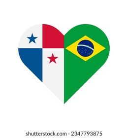 unity concept. heart shape icon of panama and brazil flags. vector illustration isolated on white background