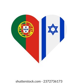 unity concept. heart shape icon of portugal and israel flags. vector illustration isolated on white background