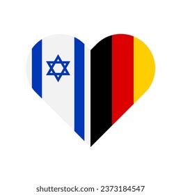 concepto de unidad. ícono de forma cardíaca de las banderas de israel y alemania. ilustración vectorial aislada en fondo blanco