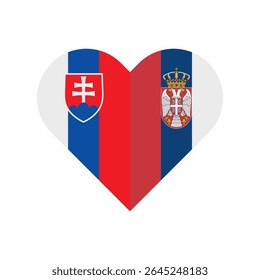 unity concept. heart shape icon of slovakia and serbia flags. vector illustration isolated on white background