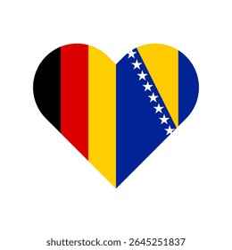 unity concept. heart shape icon of germany and bosnia flags. vector illustration isolated on white background