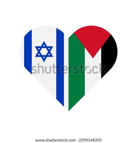 unity concept. heart shape icon with israel and palestine flags. vector illustration isolated on white background