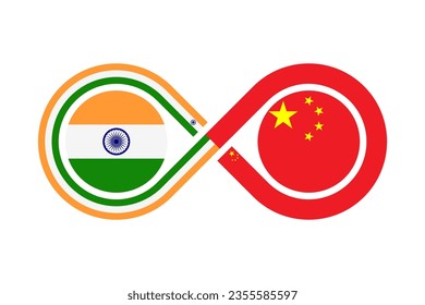 unity concept. hindi and chinese language translation icon. vector illustration isolated on white background