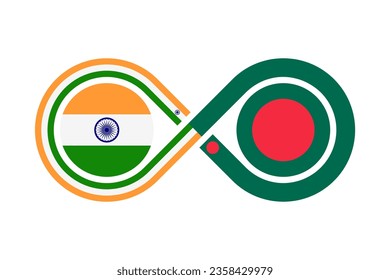 unity concept. india and bangladesh flags. hindi and bengali language translation icon. vector illustration isolated on white background