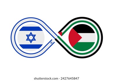 unity concept. israel and palestine flag. vector illustration isolated on white background