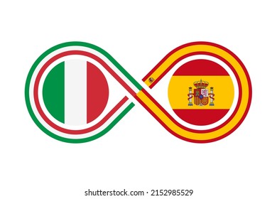 Unity Concept. Italian And Spanish Language Translation Icon. Vector Illustration Isolated On White Background