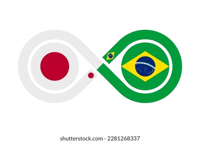 unity concept. japanese and brazilian portuguese language translation icon. vector illustration isolated on white background