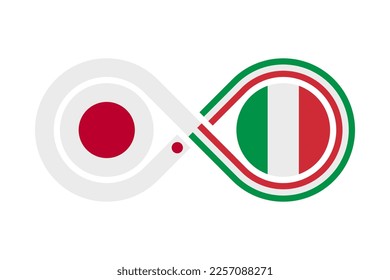 unity concept. japanese and italian language translation icon. vector illustration isolated on white background