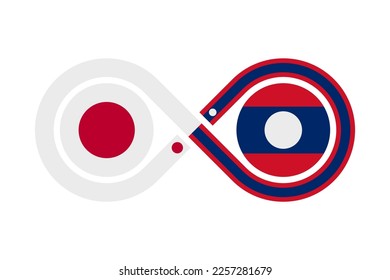 unity concept. japanese and laotian language translation icon. vector illustration isolated on white background