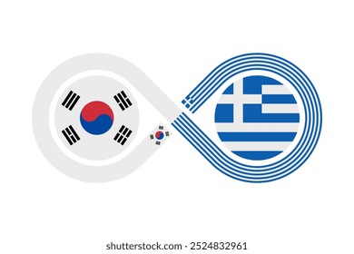 unity concept. korean and greek language translation icon. vector illustration isolated on white background