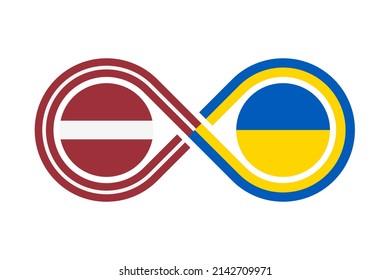 das Konzept der Harmonie Symbol. latvia und ukraine Flaggen. Vektorgrafik einzeln auf weißem Hintergrund