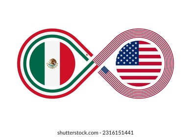 unity concept. mexican spanish and american english language translation icon. vector illustration isolated on white background