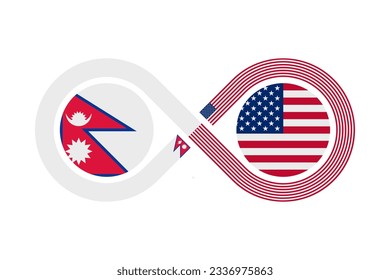 unity concept. nepali and american english language translation icon. vector illustration isolated on white background