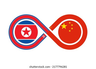 unity concept. north korean and chinese language translation icon. vector illustration isolated on white background