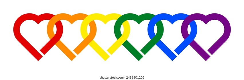 concepto de unidad. iconos de la cinta del corazón del arco iris. Ilustración vectorial aislada sobre fondo blanco
