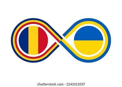 unity concept. romania and ukraine flags. vector illustration isolated on white background
