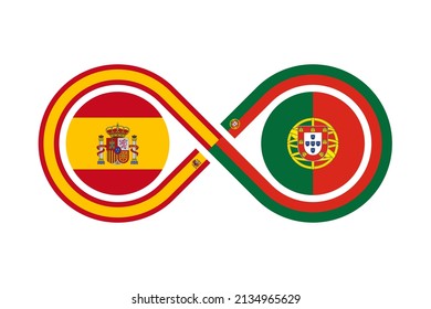 unity concept. spanish and portuguese language translation icon. vector illustration isolated on white background