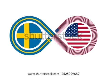 unity concept. swedish and american english language translation icon. vector illustration isolated on white background