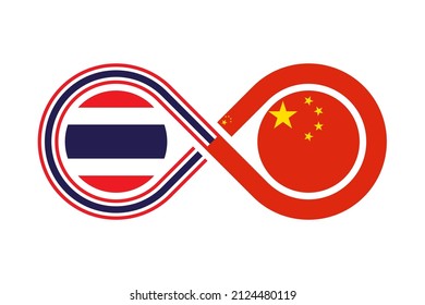 unity concept. thai and chinese language translation icon. vector illustration isolated on white background