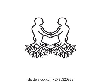 Unity and connection illustration with intertwined figures
