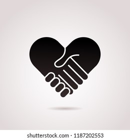Unity, cooperation, trust - hand shake vector icon.