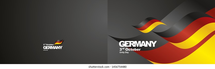 Unity Day Germany flag ribbon two fold landscape background