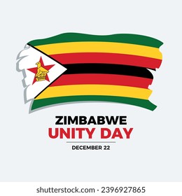 Unity Day Zimbabwe Poster, Vektorgrafik. farbige Flagge von Simbabwe Symbol, Vektorgrafik einzeln auf grauem Hintergrund. Pinsel Pinsel Simbabwes Flag Grafikdesign Element. 22. Dezember. Wichtiger Tag