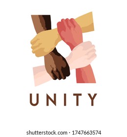 unity with difference flat design poster. stop racism