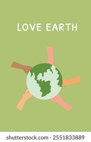 Unidad y diversidad alrededor de la tierra: manos abrazando nuestro planeta.