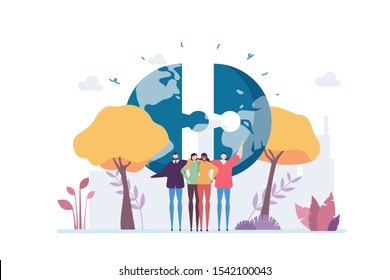 Unity In Diversity Friendship Vector Illustration Concept Showing a group of different race people being happy together, 