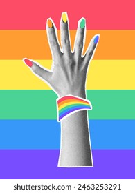 Unity in Diversity: Halftone LGBTQ+ Hand Concept