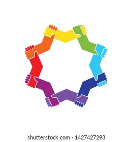 Unity in Diversity Holding Hands Star Shape Symbol