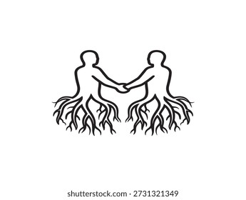 Unity in diversity - intertwined figures with roots