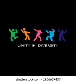 unity in diversity vector illustration on black background