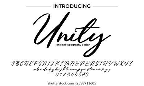 Unity Font Stylish brush painted an uppercase vector letters, alphabet, typeface