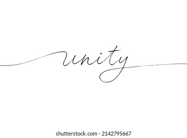 Unity Hand Drawn Vector Line Lettering. Vector Graphic Of Ukrainian Unity Day. Motivational Poster Against Racism And Discrimination. Hand Drawn Modern Calligraphy With Texture