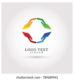 Unity Hand Logo. Symbol & Icon Vector Template.