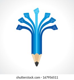 Unity hands make pencil - vector illustration
