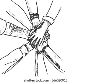 Unity of hands sketch vector illustration - Powered by Shutterstock - Get 15% off with code: PIKWIZARD15