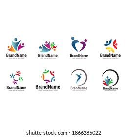 Unity human people success team logo icon vector template.