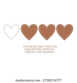 Unity and Humanity Heart Illustration with Quote, Diversity and Inclusion Concept with Brown and White Hearts, Equality and Togetherness Message