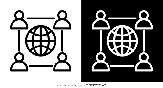 Unity-Symbol der schwarz-weißen Linie Stil Vektorgrafik
