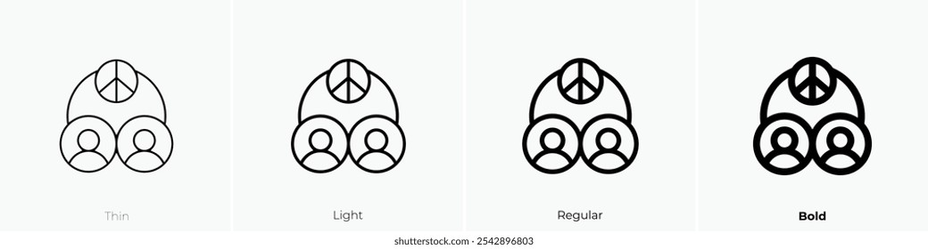 unity icon. Thin, Light Regular And Bold style design isolated on white background