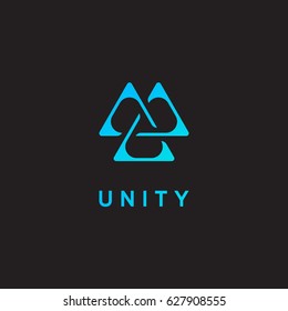 Unity Icon, Triangle Logo, Delta Emblem. Vector Illustration.