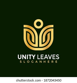 Logo de Unity Leaf, grupo de personas humanas logos creativos modernos Vector de diseño