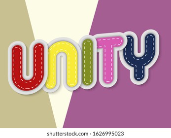 unity letters banner with border stitches