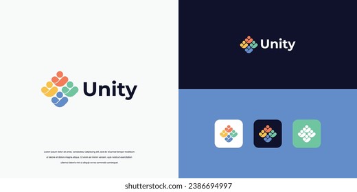 resumen del logotipo de unidad, logotipo Personas y comunidad, logotipo para equipos o grupos