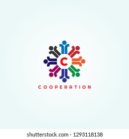 Unity logo template, vector logo for business corporate, cooperations, coworking, team work, elements, illustrations -vector